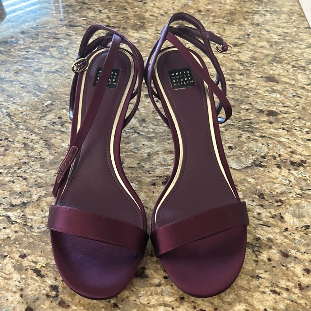 WHBM Plum Satin Heels